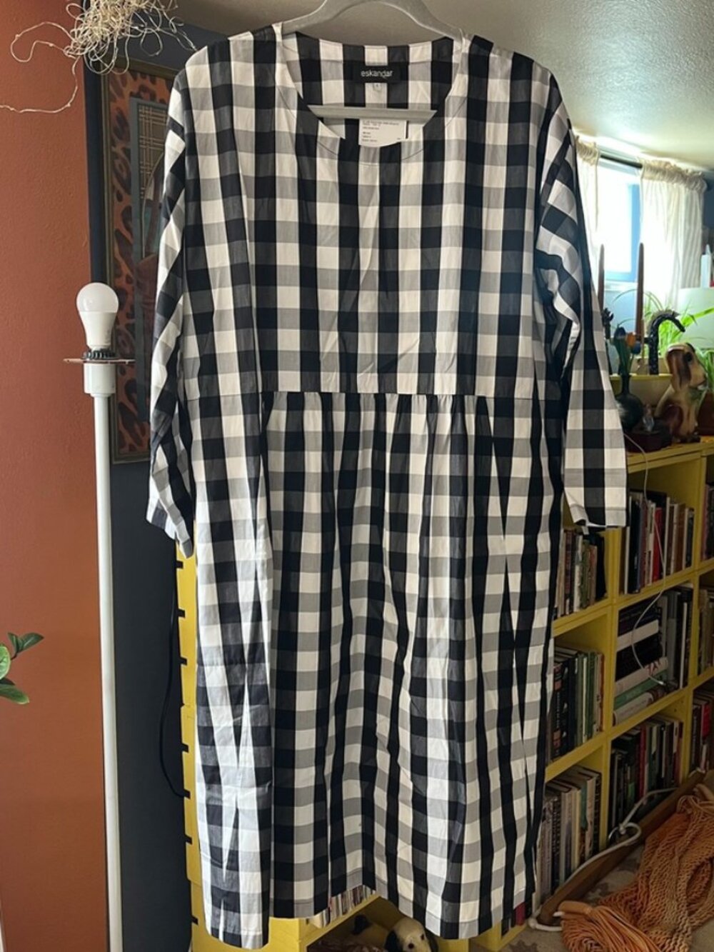 NWT Eskander A Line Gingham Poplin Midi Dress EUC Size 1 Oersized